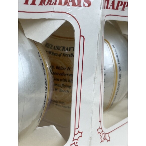 4 Rare VTG 80s 90s New Happy Holidays Aircraft Flight History Bulb Ornaments USA - Picture 7 of 16